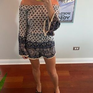 Off the Shoulder Paisley Romper